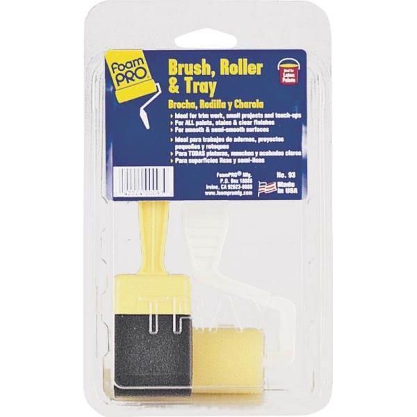 NEW FOAMPRO 93 3 PIECE PLASTIC ROLLER FRAME TRAY BRUSH SET MINI 3" 8468381