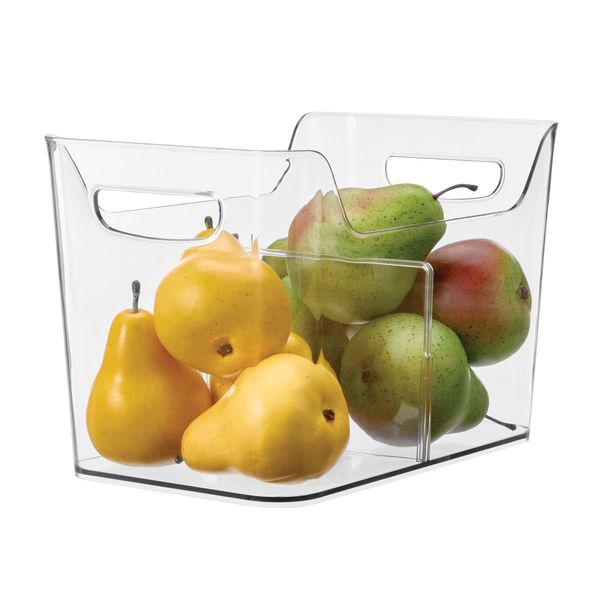 InterDesign iDesign Divided Fridge Organizer Bin with Handles - Refrigerator or Freezer Bin - Clear