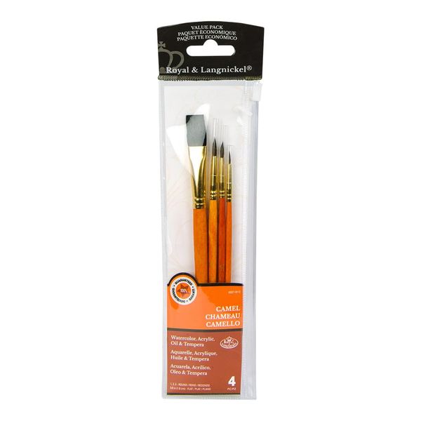 Royal & Langnickel Sable/Camel Value Pack Brush Set, 4/Pkg