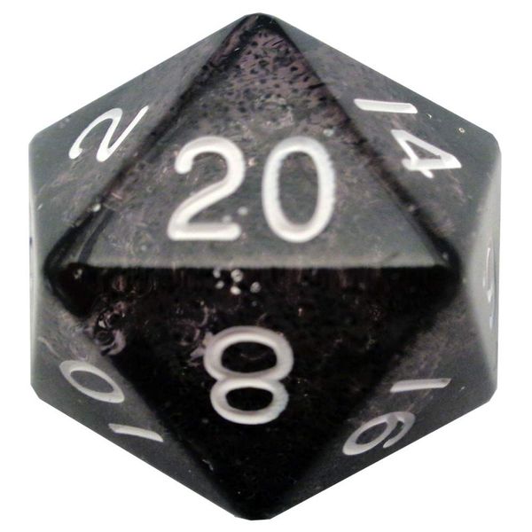 Ethereal Black 35mm Mega Acrylic d20 Dice