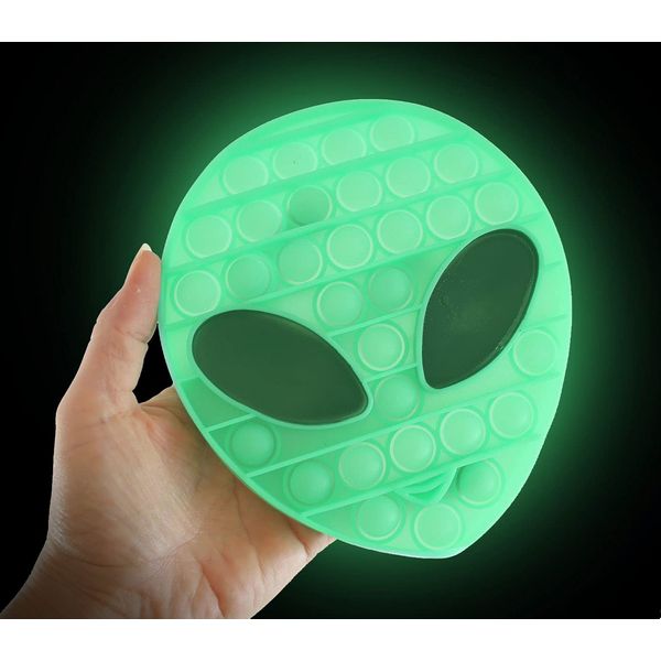 Curious Minds Busy Bags 1 Glow in The Dark Alien Bubble Pop Fidget Toy - Silicone Push Poke Bubble Wrap Fidget Toy - Press Bubbles to Pop - Bubble Popper Sensory Stress Toy OT (Random Color)