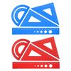 PATIKIL Triangular Ruler Set, 15cm Aluminum Metric Ruler 45°60° Triangular Ruler and Protractor, 8 Packs, Blue/Red