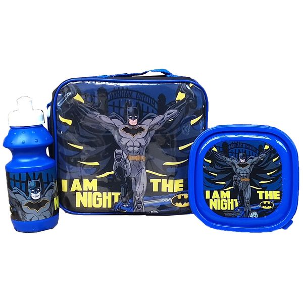 Official Batman Clear Front Lunchbox, Sandwich Box and Water Bottle Set