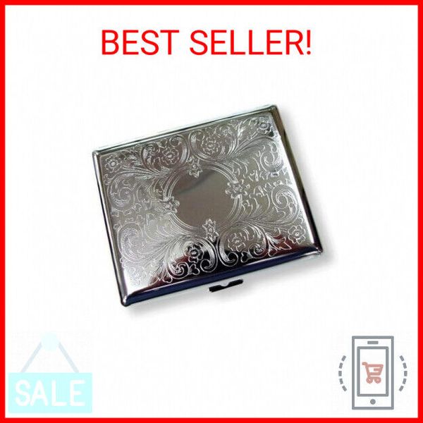 Etched Cigarette Case Victorian Style Metal Holder for Regular, King and 100's S