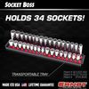 Ernst Manufacturing 18-Inch Socket Boss 2-Rail 1/2-Inch-Drive Socket Organizer, Red
