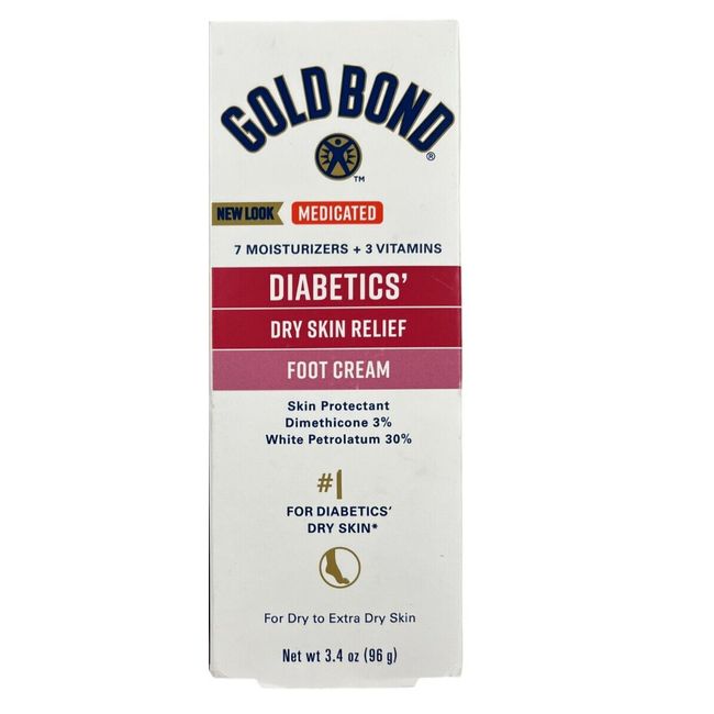 Gold Bond  MEDICATED  Diabetic Skin Relief Foot Cream, 3.4oz  X 2 TUBES