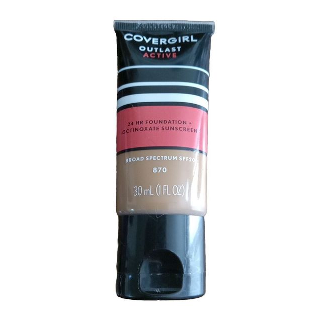 CoverGirl Outlast Active Foundation 870 Toasted Almond 24 Hr 1 Fl Oz SPF 20