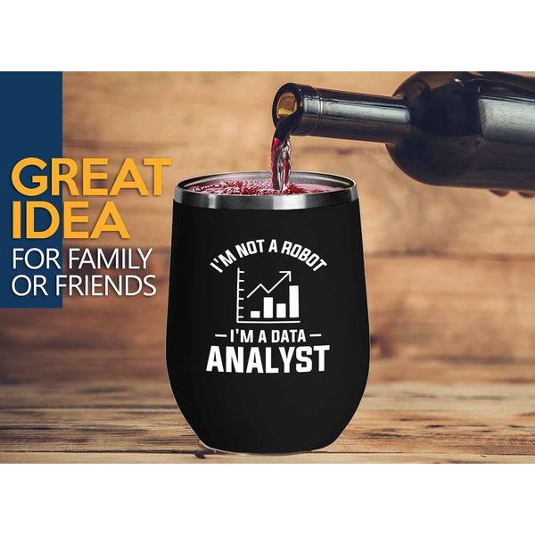 Data Analyst Black Edition Wine Tumbler 12oz - i'm not a robot - Computer Science Tech Web Developer IT Database Programming Coding Software