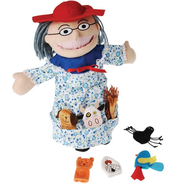 Constructive Playthings There Was an Old Lady Who Swallowed a Fly Finger Puppet and Props Set, Visual Learning Toy, Sensory Play, Interactive Storytelling, Use with Puppet Theater, 3 Years & Older