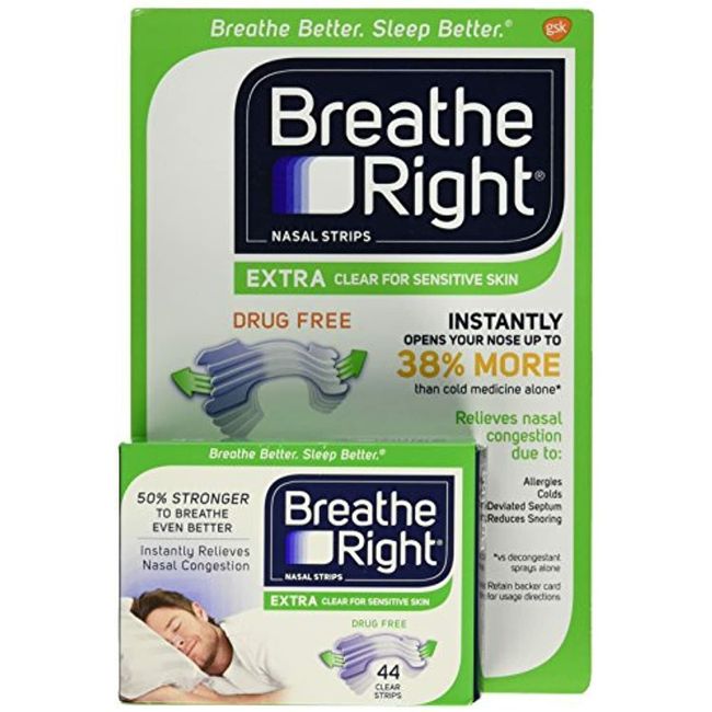 Breathe Right Extra Clear Nasal Strips Drug Free Sensitive (72 Extra Clear