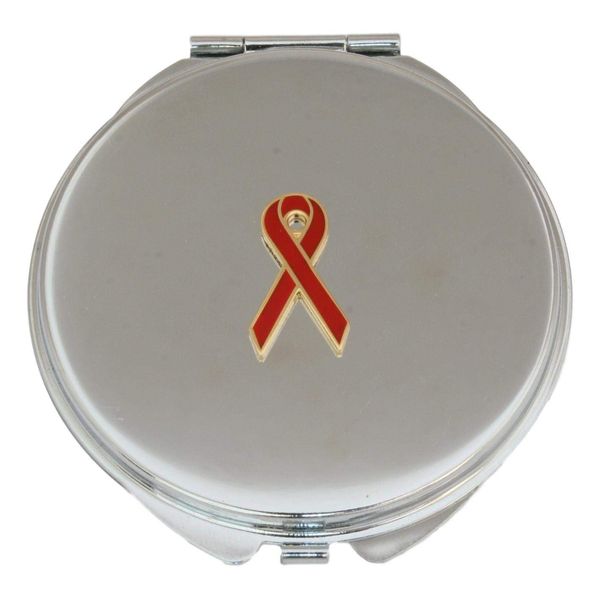 Red Ribbon Compact Mirror Handbag Gift With Free Engraving 474