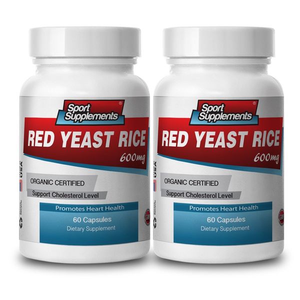 RED YEAST RICE 600mg. ORGANIC . Support Cholesterol Level (2 Bottles)
