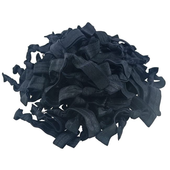 100 Pieces Black Color Ribbon Hair Ties No Crease Hair ties for Women Girl's Ponytail Holder Hair Accessories (all black)