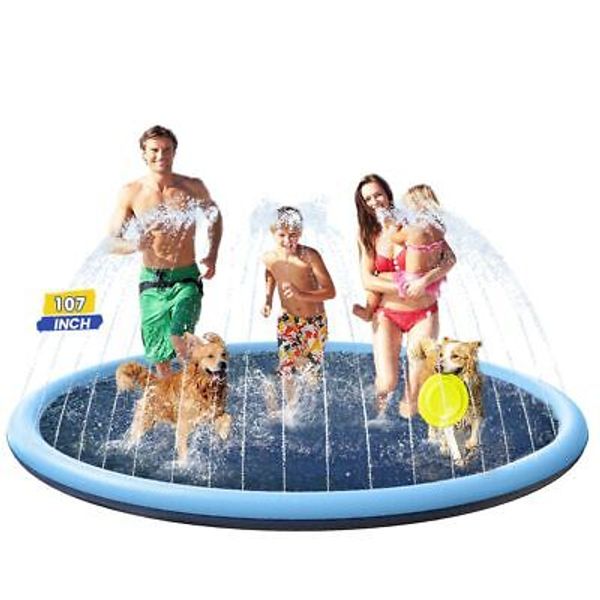 107 Inch Extra Large Dog Splash Pad XXXL Non-Slip Splash Pads for Pet Dogs Ki...