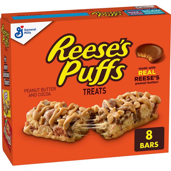 Reese's Puffs Breakfast Cereal Treat Bars, Peanut Butter & Cocoa, 8 ct