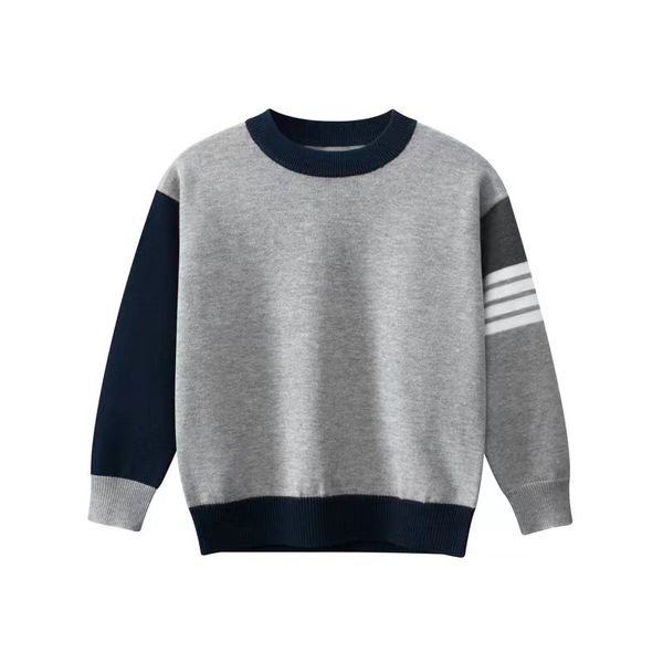 Baby Boy College Style Colorblock Design Knitted Sweater In Autumn - 110 (3-5Y) / Grey