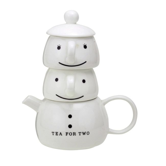 Sun Art SAN201 "Tea for Two" Tea Set, Tea Pot and Cup (For 2 People), White, Cute Tableware