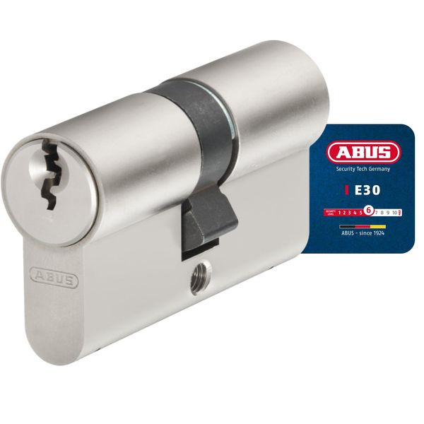 ABUS E30NP 598067 Profile Cylinder with 5 Keys, silver, 18314