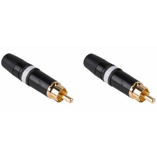 2 Neutrik Rean NYS373-9 RCA Male Phono Plug, Black w/Gold Contacts - White Ring