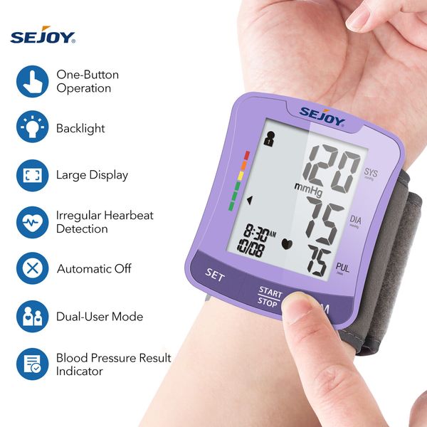 Digital Wrist Blood Pressure Monitor Automatic BP Machine Heart Rate Detection