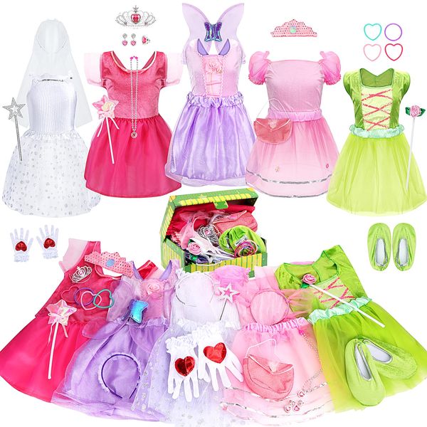 Fedio Dress up Clothes for Little Girls - Kids Dress up & Pretend Play Princess Dress up Trunk Costume for Girls 3-6 Years