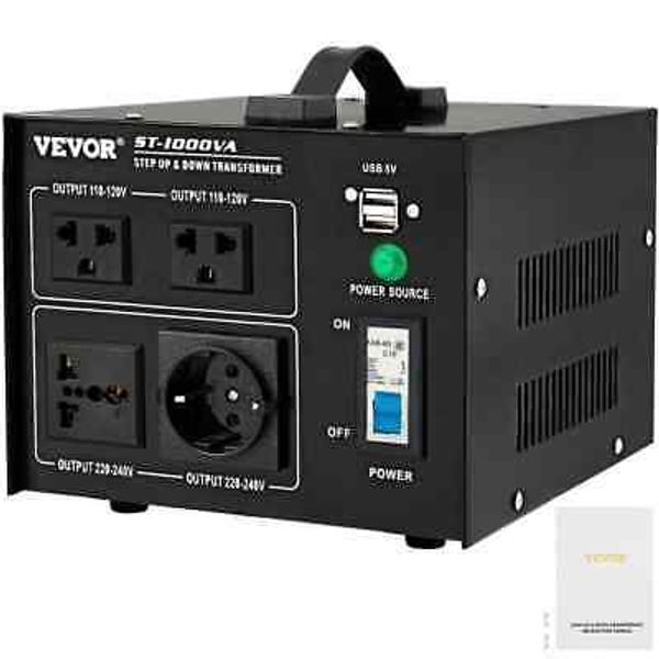 VEVOR Voltage Converter 1000-Watt 110-Volt/240-Volt US/EU Outlet USB Port