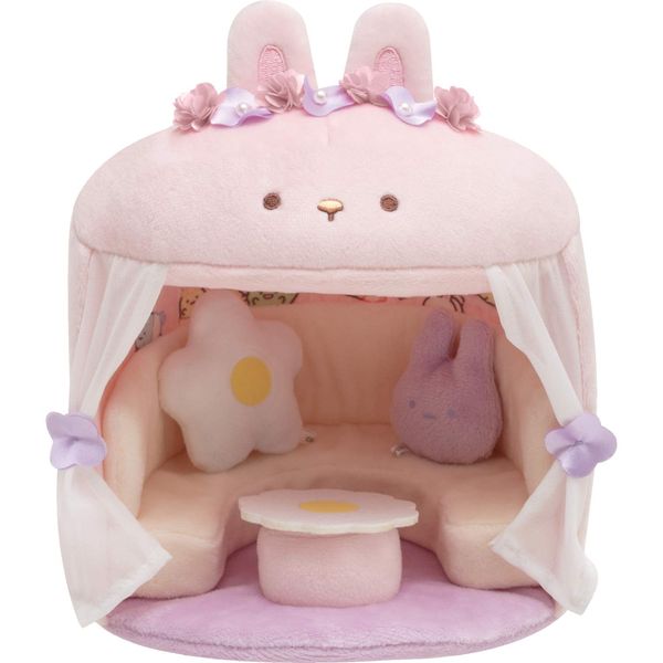 San-X MY99401 Sumikko Gurashi Collection Mystical Rabbit Rice Bowl Scene Plush Toy Pink Purple White Yellow