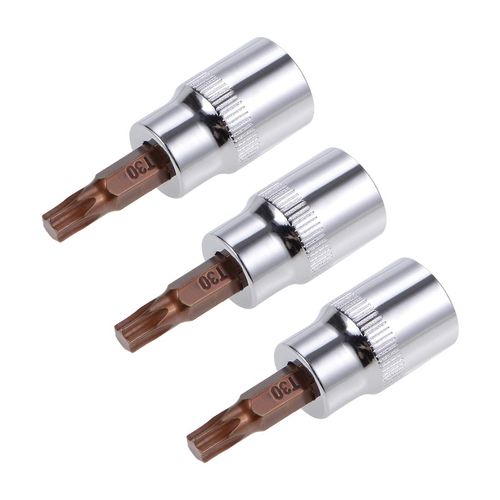 sourcing map 3pcs 3/8" Drive x T30 Torx Bit Socket, S2 Steel Bits CR-V Sockets 38mm Length Use with Ratchet Wrench, Slide Bar, Extension Rod