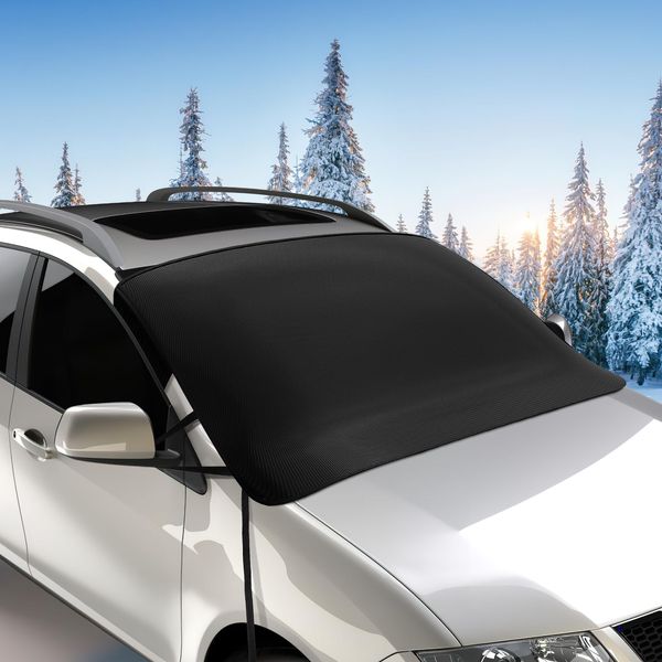 Car Windscreen Cover for Winter, Thicken Frost Car Windshield Cover, Waterproof Car Ice Protection Foils for Snow Frost Sun Dust Resistant, Fits Most Cars
