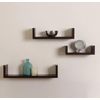 Contemporary Laminated MDF Floating U Wall Decor Shelves 3 Shelf Pack Walnut