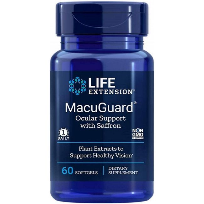 MACUGUARD  OCULAR SUPPORT with SAFFRON  EYE HEALTH 60 Softgels LIFE EXTENSION