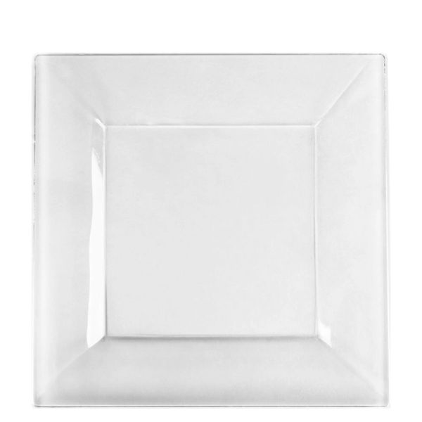 9.5 Disposable Fancy Square Clear Plastic Lunch/Dinner Plates Splendid 110pcs
