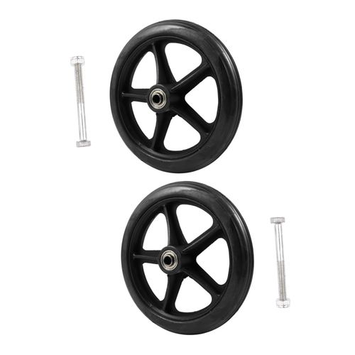 HOODANCOS 2pcs 7 Wheelchair Front Wheel Bearing Wheel Tire Chair Wheelchair Front Anti Tippers Chair Casters Rollators Tires Wheelchair Tire Wheel Rubber Caster Wheel Replace Alloy Walker