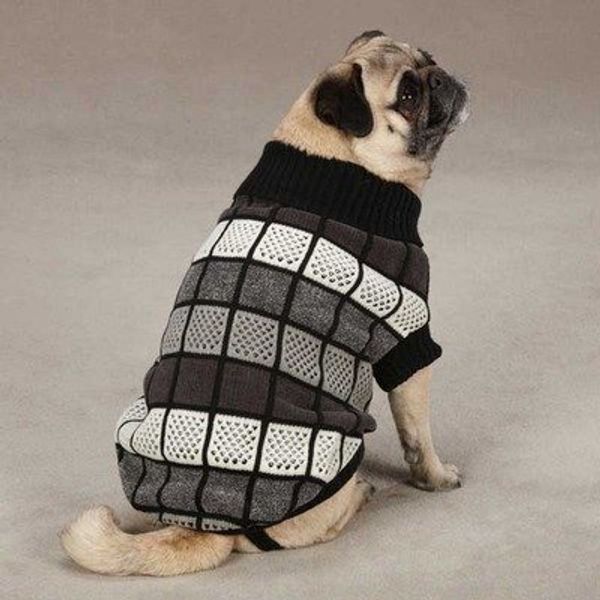 Chenille Block Pet Sweater Size: Small, Color: Black