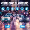 3 Lens Car DVR Dash Cam Video Recorder G-Sensor 1080P Front/Rear/Inside Camera
