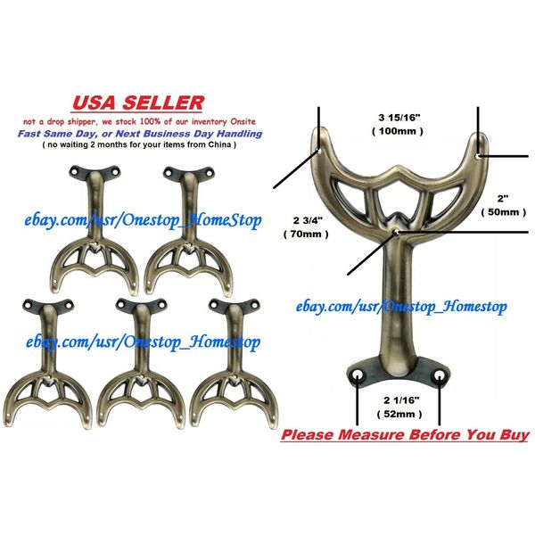 5 - 52" Antique Brass Ceiling Fan Blade Arms, Replacement Brackets,  Brand NEW