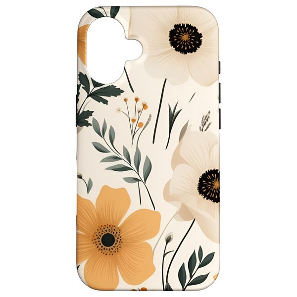 iPhone 16 Boho Cream Aesthetic Neutral Floral Wild Flower Pattern Case