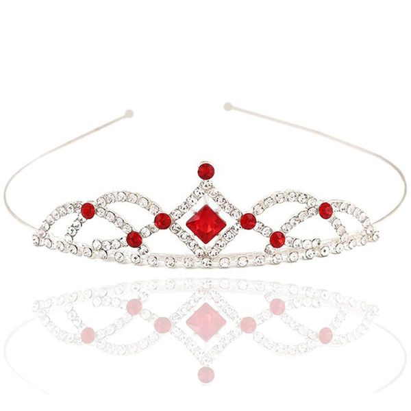 Brishow Princess Tiara Crown Silver Red Girls Tiara Headpiece Crystal Rhinestone Birthday Party Crown for Little Girls