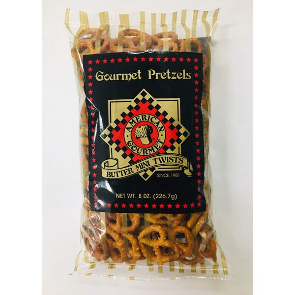 American Gourmet Butter Mini Twist Pretzels 8 Oz Bag (Pack of 6)