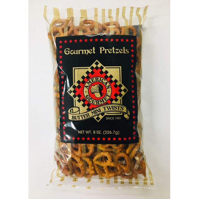 American Gourmet Butter Mini Twist Pretzels 8 Oz Bag (Pack of 6)