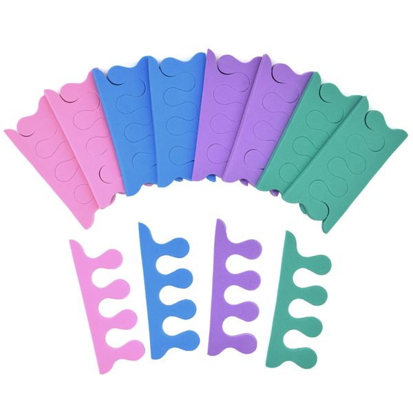 PrettyClaw Toe Separators Pedicure Toe Spacers Toenail Divider Soft Foam Toe Separators for Nail Polish - 4 Colors 24 pieces (12 pairs) (Pink, Purple, Green, Blue)