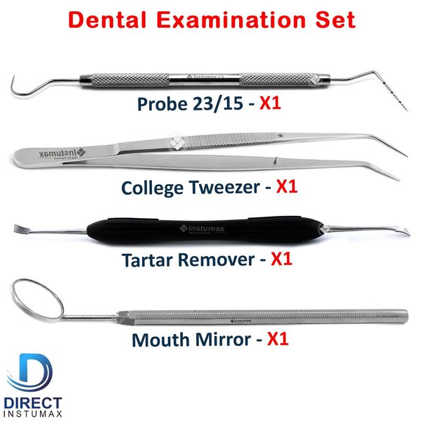 Dental Examination Kit Student Diagnostic Teeth Cleaning Pick Probes Mirror Lab