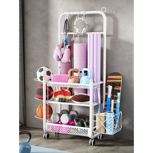 Exercise equipment organizer Multi organizer Movable foam roller Barbell mat organizer Wheel storage box, 02. Black