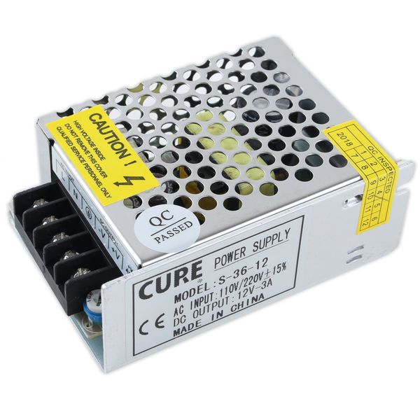 Cure Stabilized Power Supply, Switching Power Supply, AC DC Converter, 12 V, 3A, 36W, DC Power Converter, Overload Protection, Heat Dissipation Fan, Japanese Instruction Manual Included, Safety