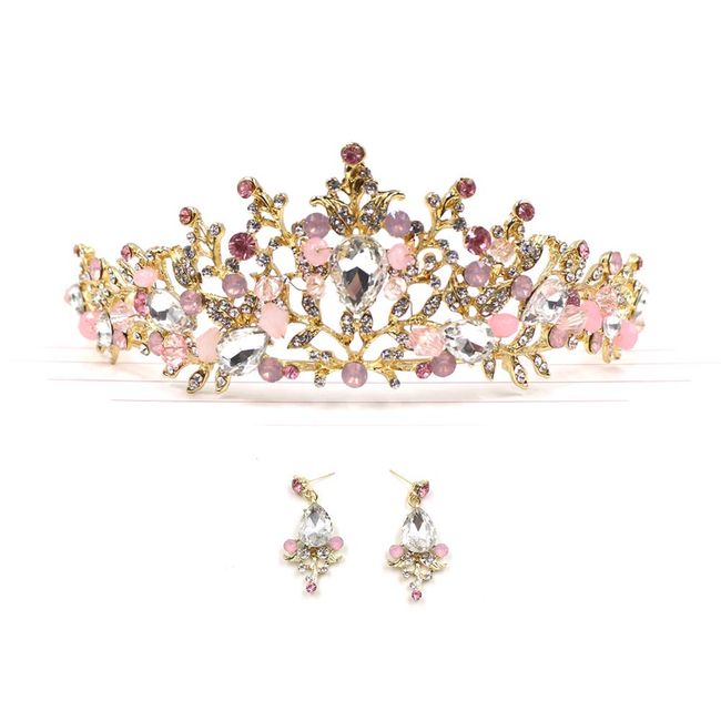 Zapire Rhinestone Women Bridal Tiaras Wedding Crowns with Earrings Princess Headbands for Girl Hair Accessories