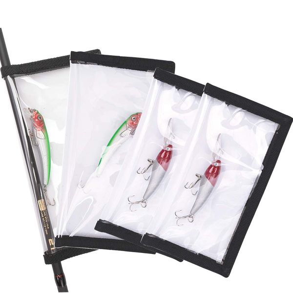 Homdeak 4 Pack Fishing Bait Cover Durable Clear 0.5mm PVC Lure Wrpas for Shape Fishing Hooks Fishing Bait Storage Protector for Saltwater Freshwater Fishing Gear 2Large+2Medium (4Pcs) (transparently)