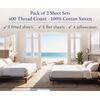 2-Pack 100% Cotton King Size Sheets Set 400 Thread Count Sateen - Extra Soft, Br
