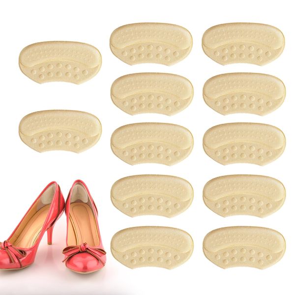 DRERIO 6 Pairs Heel Cushion Pads Anti-Slip,Shoe Insoles for Women Shoe Too Big or Loose Shoes,Self Adhesive Heel Grips Beige Heel Cushion Inserts to Prevent Heel Slipping Out,for Women Men (Beige)