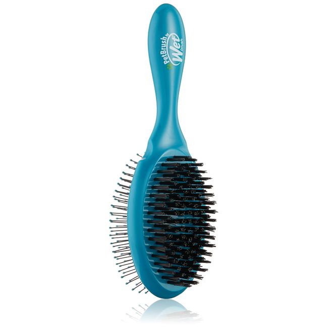 Wet Brush Ultimate Pet Detangler Brush 2-in-1 Ultra Soft IntelliFlex Dual Sided Bristles For Detangling Loose Hair, Removes Dirt & Grooming Dogs, Cats, Rabbits - Teal