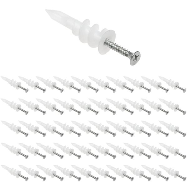 50 Sets of Plasterboard Fixing Screws,Self Drilling Drywall Anchors